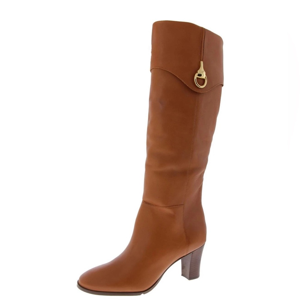 Areezzo Vivian Work Professional Tan Heeled Leather Boots for Women 9.5 B